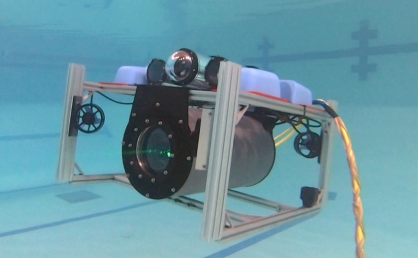 Staff performed tests with the undersea optical communications system at the Boston Sports Club pool in Lexington, proving that two underwater vehicles could efficiently search and locate each other