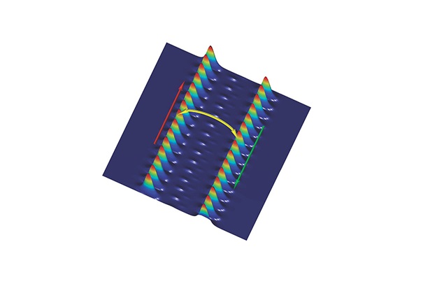 Resonant coupling between topologically protected states propagating at the opposite edges of polariton topological insulator constructed from microcavity pillars. Coupling is stimulated by weak periodic temporal modulation of parameters of microcavity pillars.