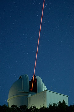 The ultraviolet Robo-AO laser originating from the Palomar 1.5-meter Telescope dome