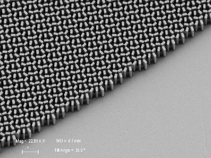 Scanning electron microscope micrograph of the fabricated meta-lens