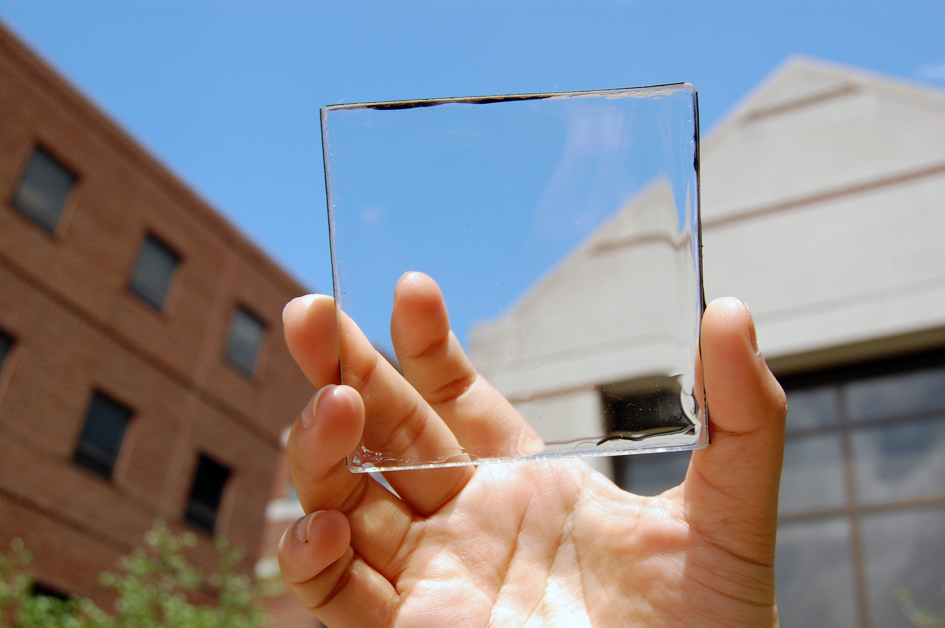 See-through solar-harvesting applications, such as this module pioneered at Michigan State University, have the potential of supplying 40 percent of U.S. electricity demand