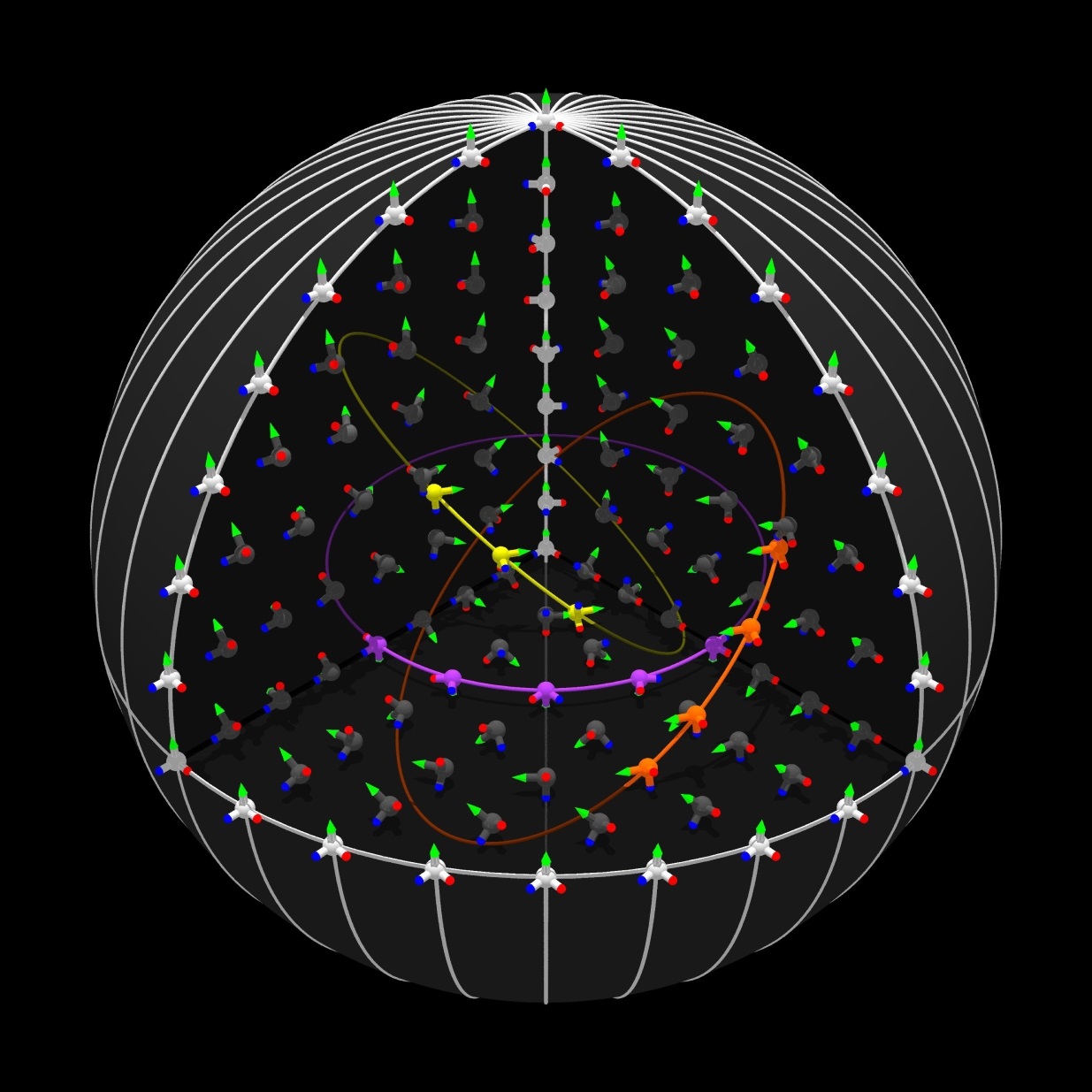 Cutaway view of the 3D skyrmion spin structure