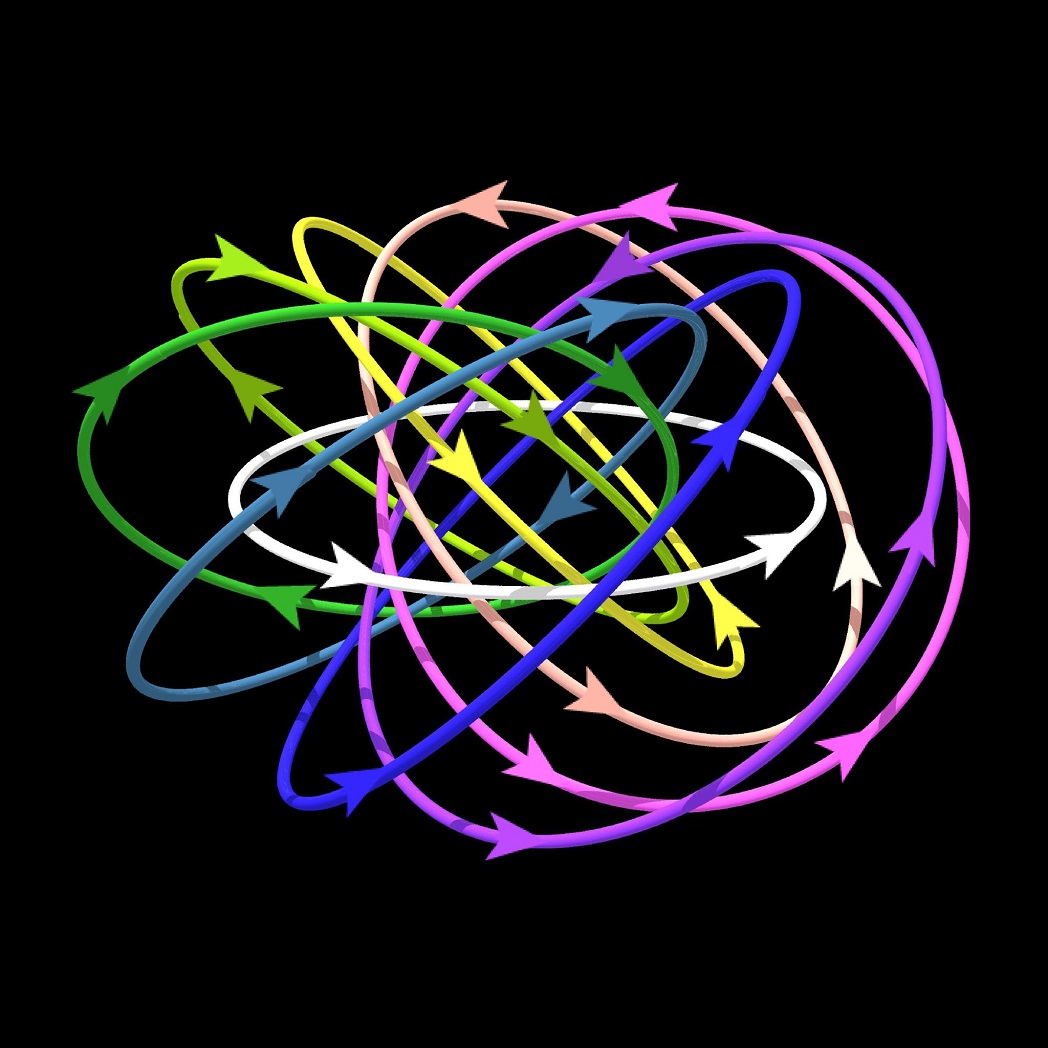 Selection of the synthetic magnetic field lines that fill the space surrounding the skyrmion.