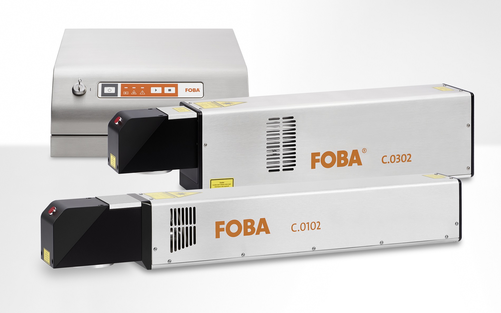 FOBA C.0102 and C.0302, 10- and 30-Watt-CO2-laser marking systems of the latest generation, offering a wide range of marking solutions for different materials and contents.