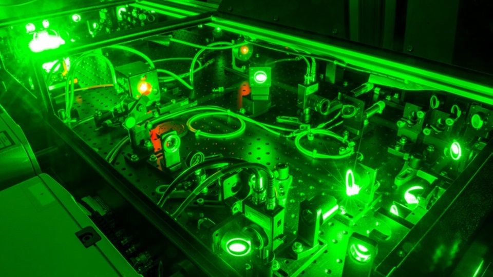 One of the lasers at the Extreme Light Laboratory at the University of Nebraska-Lincoln, where a recent experiment accelerated electrons to near the speed of light.