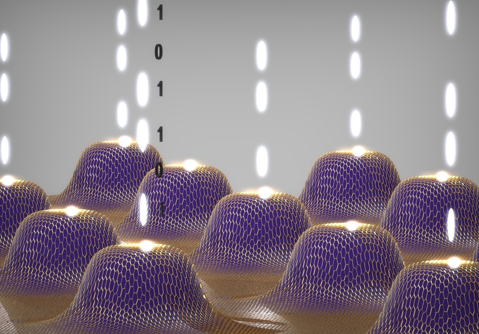 Schematic of single photon emitter array using anatomically thin materials placed on nanopillars