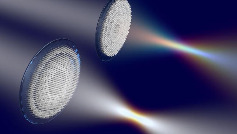 Illustration showing a comparison between two types of flat lenses