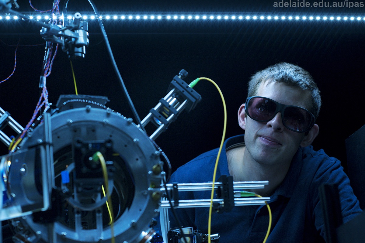 Dr Philip Light with the atomic chamber in which the atomic tractor beams were created.