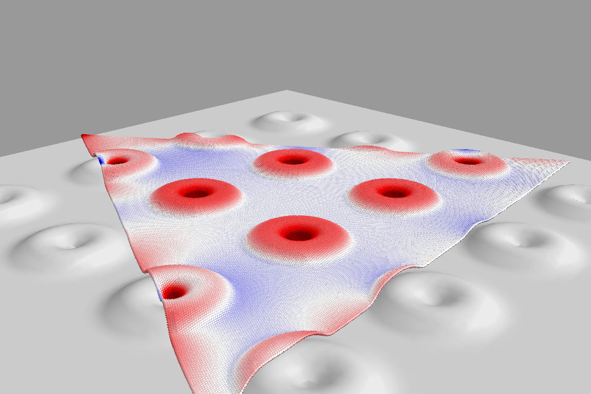 Growing two-dimensional crystals over an array of micron-scale donuts