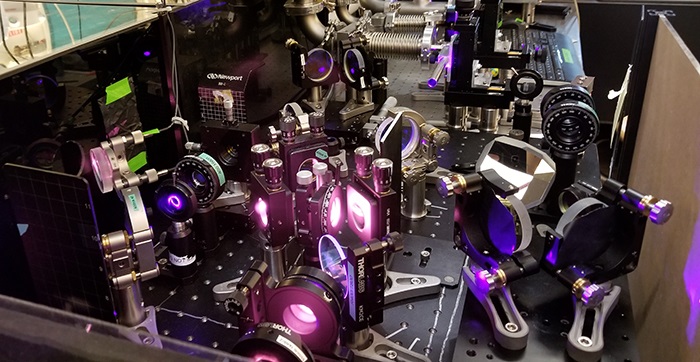 One of the experimental high-harmonic generation laboratories (beamlines) in the Kapteyn-Murnane group in JILA at the University of Colorado Boulder where the self-torqued light beams were produced.