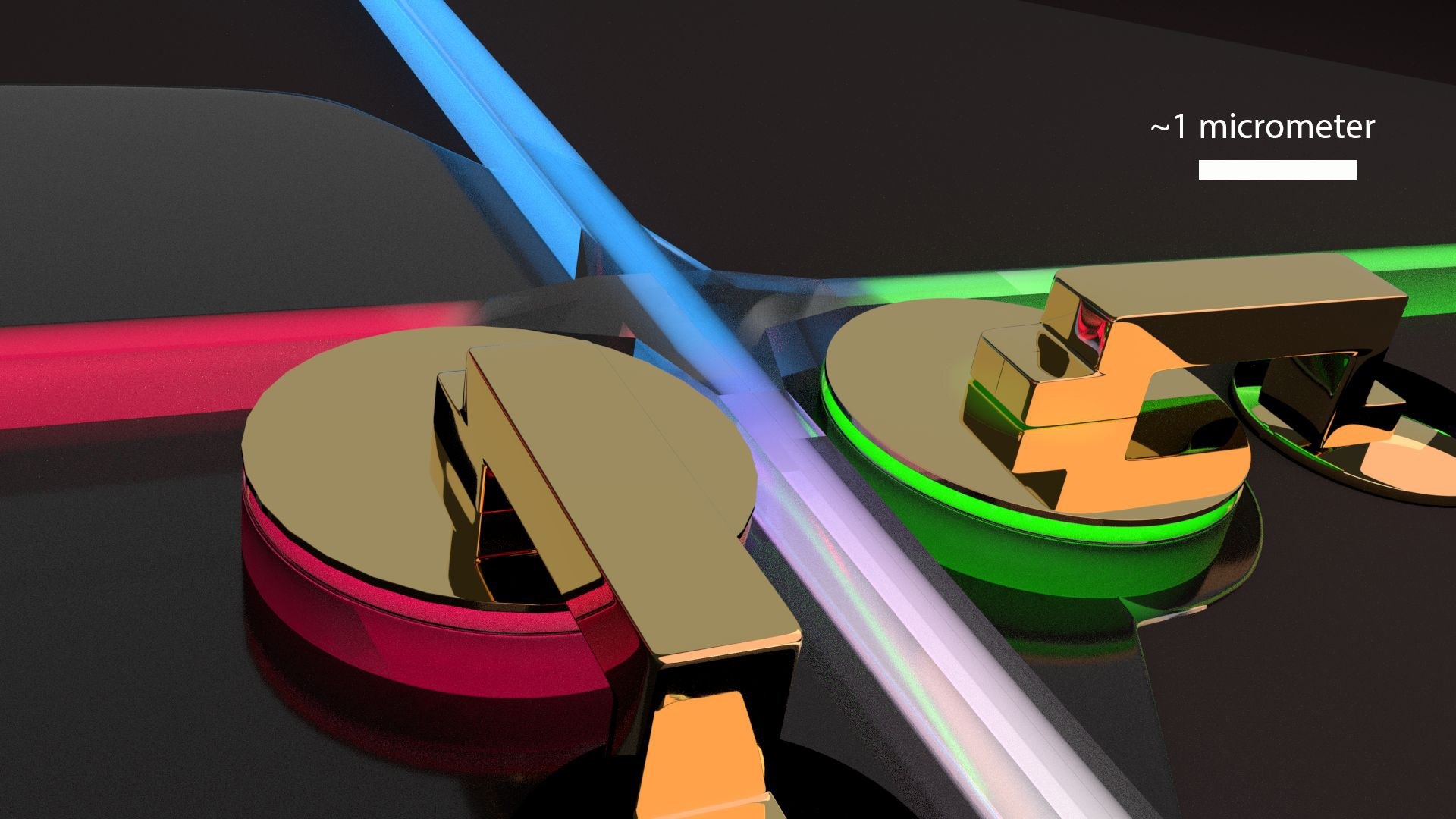 Artist’s depiction of newly demonstrated nano-opto-electro-mechanical switches as they could be used for future filtering of colors for sensing or communications