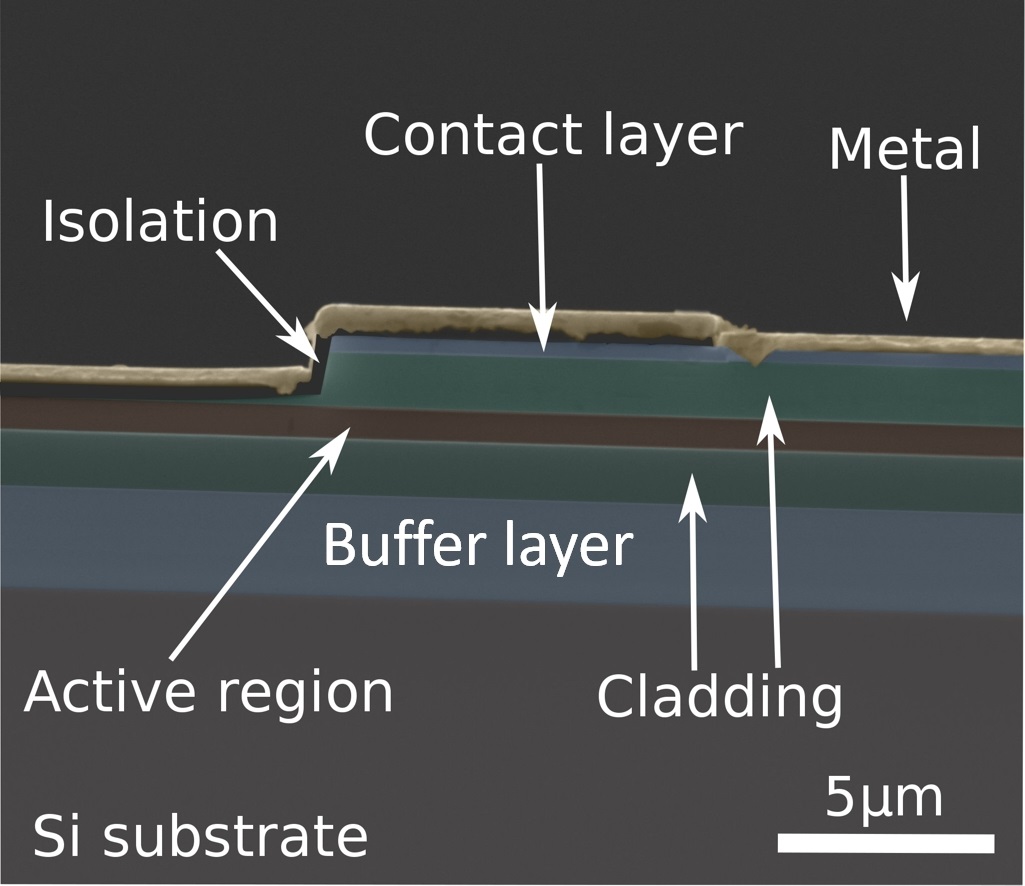 Researchers have fabricated the first set of mid-infrared laser diodes directly on microelectronics-compatible silicon substrates.