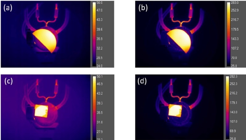 An infrared image of the fused silica window used to test the depth thermography concept