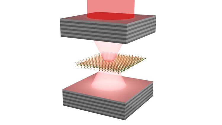 A cage for light: a two-dimensional crystal was placed between two layers of mirror-like materials