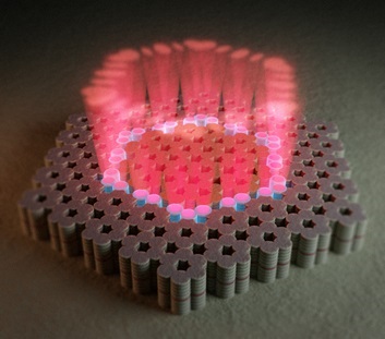 A single coherent light beam is emitted by an array of 30 individual lasers.