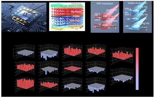 Schematic diagram of a perovskite optical-logic device and logical operation result of OR, AND, NAND, NOR, NOT