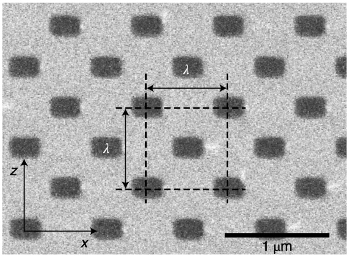 Magnified view of the nanohole array aperture.