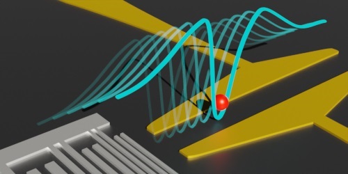 An electron surfing on a single acoustic wave.