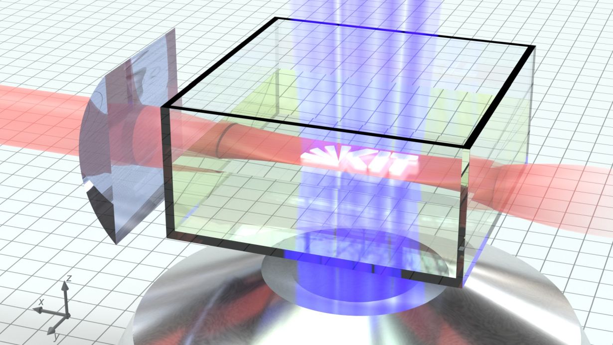 In light sheet 3D printing, red and blue laser light is used to print objects precisely and quickly on a micrometer scale