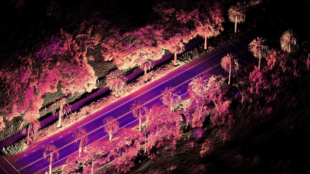 Point cloud of a roadway captured with a REV7 digital lidar sensor