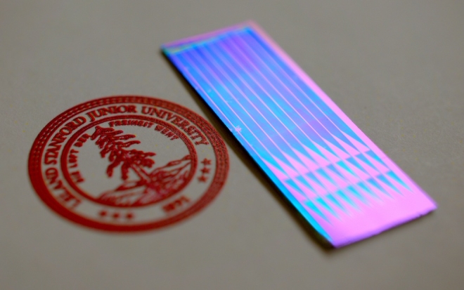 array of 1-mm-wide by 2-cm-long single-crystal organic semiconductors. 