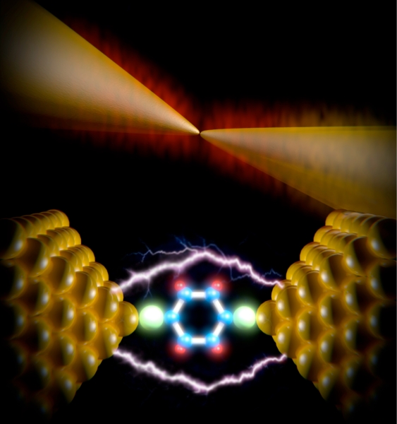 An artist's representation of atomic-scale heat dissipation