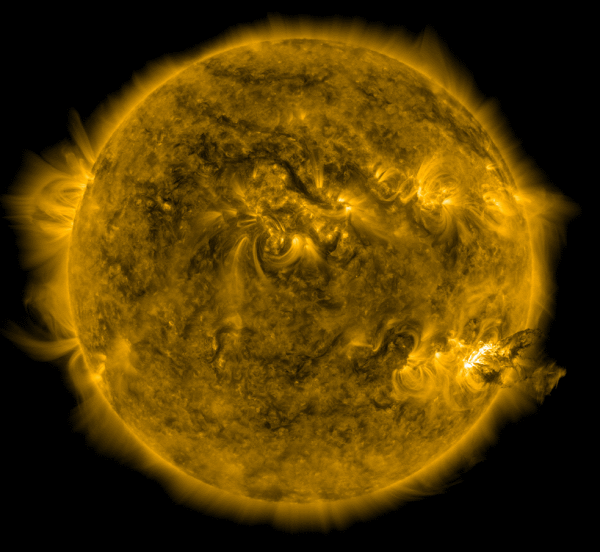 This photograph from NASA's Solar Dynamics Observatory catches the beginning of the eruption that took place on June 7, 2011