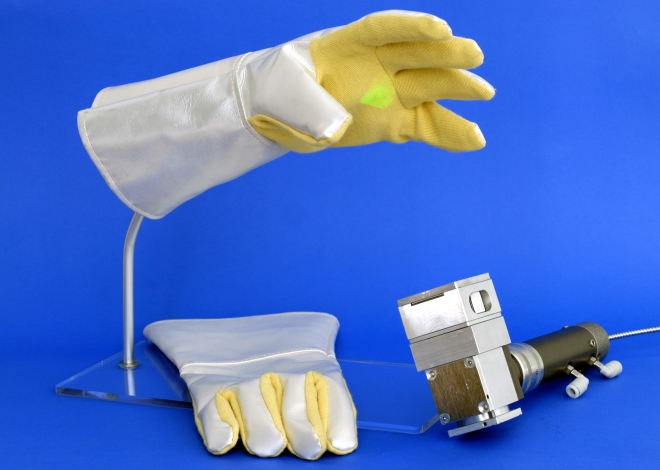 Prototype of passive protective gloves for working with lasers with high output power