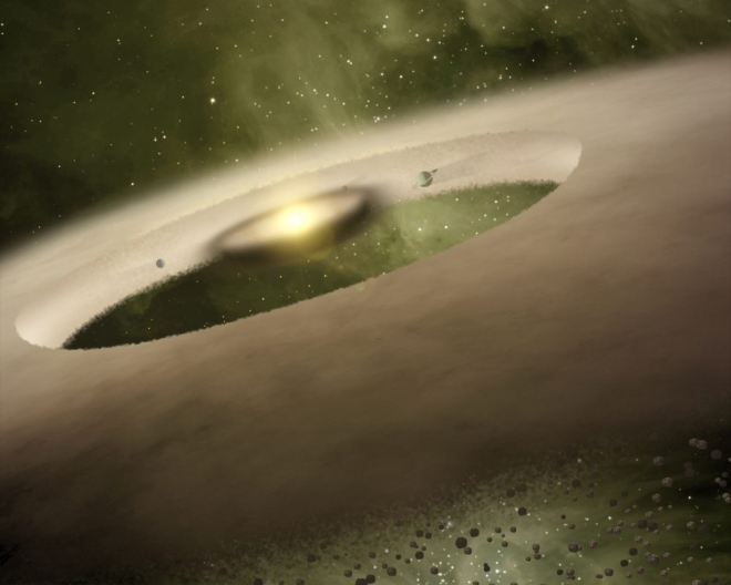 an artist’s rendition of a sun-like star as it might have looked at one million years of age