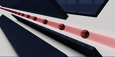 The figure schematically shows a Paul trap with four main electrodes