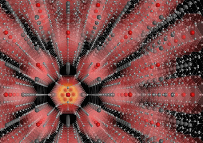 crytals enclosing single atoms