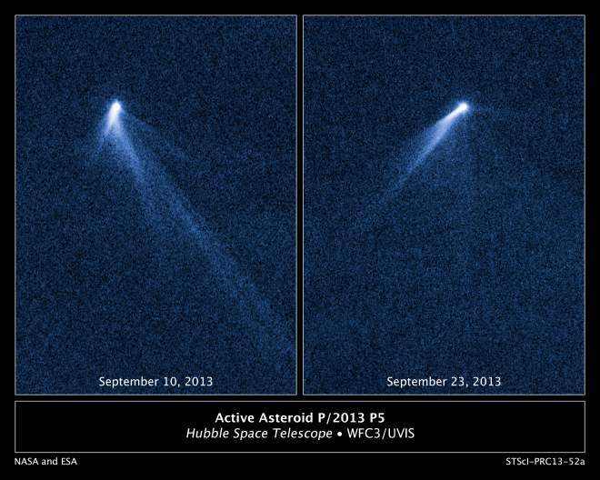 Asteroid spouts six comet-like tails