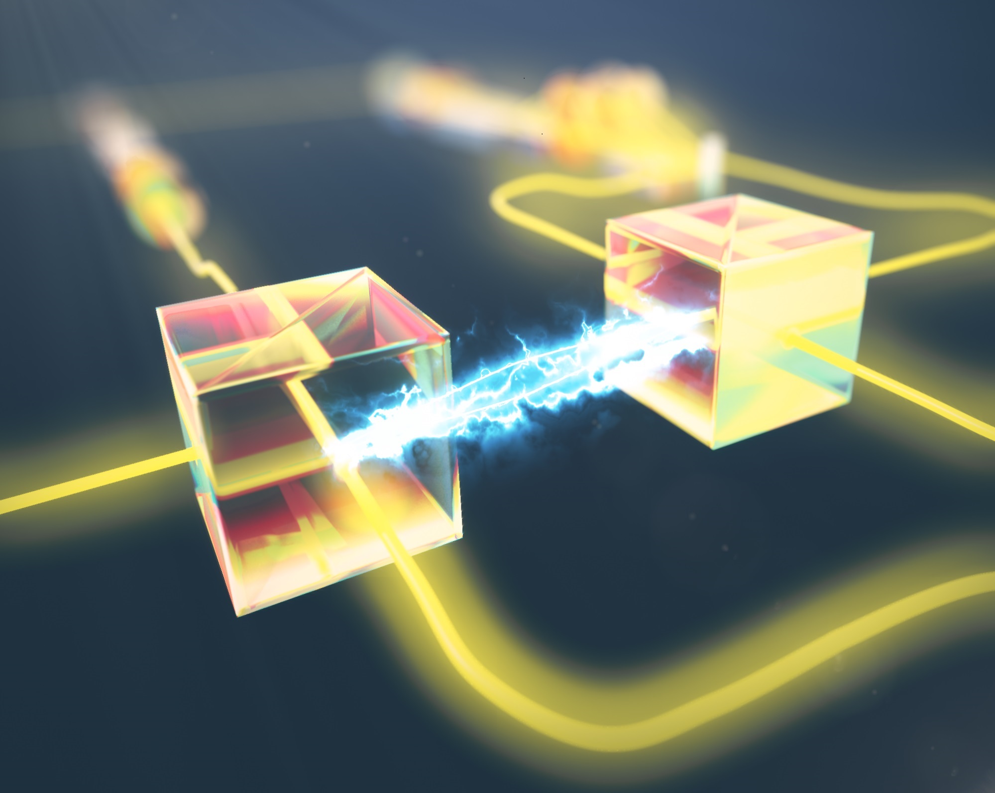 At the heart of the experiment performed by the Barz group is a two-stage interferometer in which the quantum state of an entangled photon pair is determined.