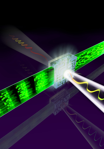 In the future it might be possible, that electric currents will be switched with the frequencies of light waves that are bouncing on a chip