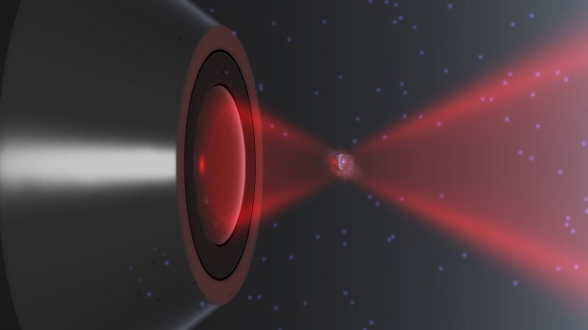 Artistic impressions of the nanoparticle in a laser trap