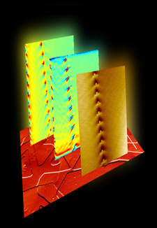 Scanning tunnelling microscopy image of Bi2Se3 topological insulator thin films