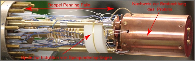 Double Penning trap used to measure the magnetic moment of the proton