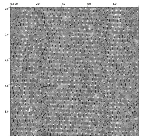 Atomic force microscopy image of an etched LTPS film on display glass