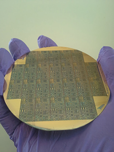 The silicon-carbide wafer contains more 1000 individual circuits