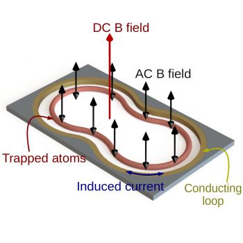Shaped atom-chip microtrap comprised of a conducting loop in which currents are induced in the same way as a transformer