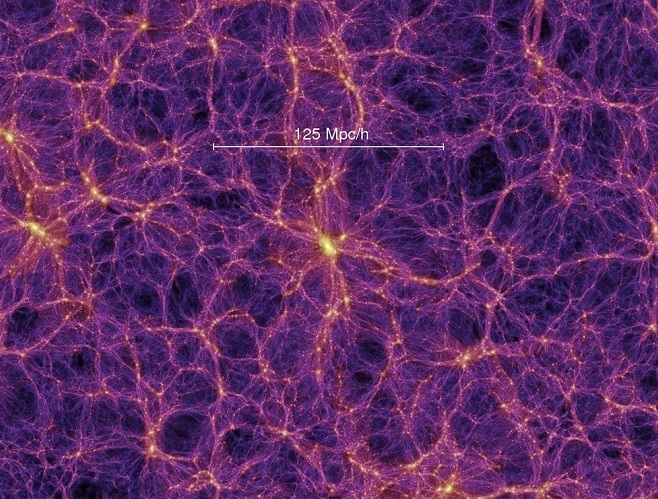 Galaxies are distributed along a cosmic web in the universe