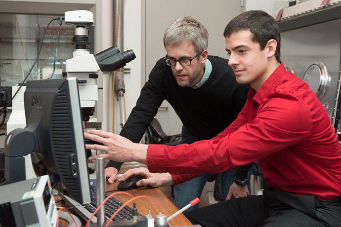 Professor Mike McGehee and graduate student Colin Bailie