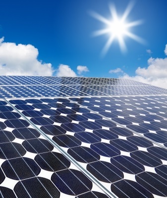 Solar Panels With Sunshine