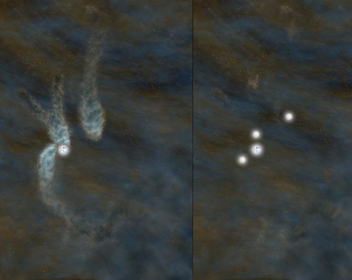 The left image represents now and the right image is after formation