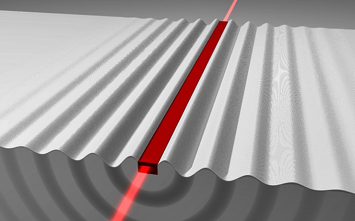 This illustration shows the emission of phonons from a nanometer scale waveguide