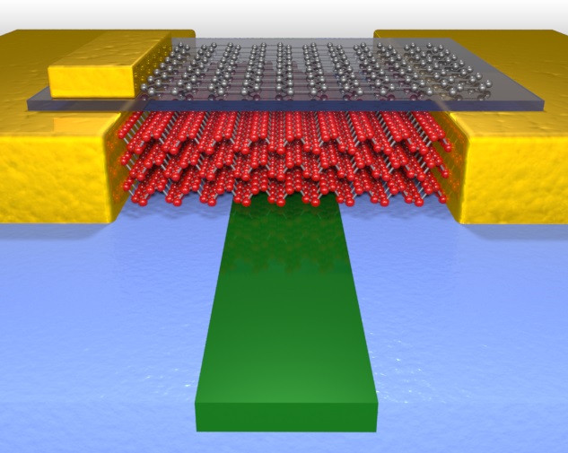 This illustration shows the high performance photodetector which uses few layer black phosphorus to sense light in the waveguide