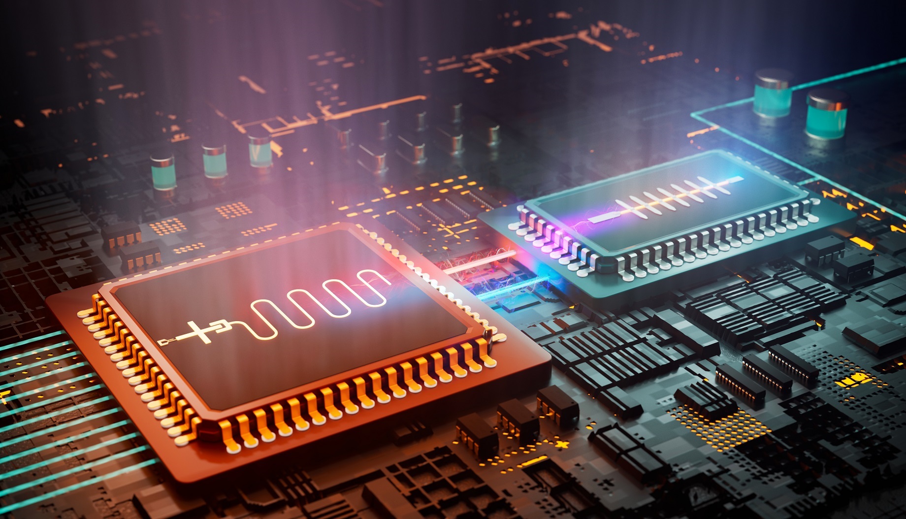 An artistic illustration shows how microscopic bolometers can be used to sense very weak radiation emitted from qubits