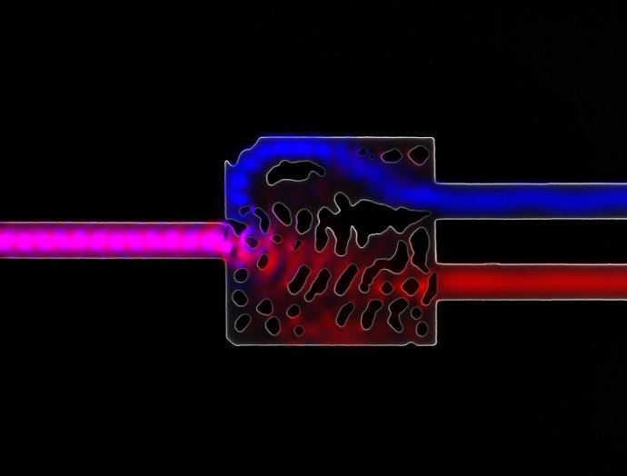 Infrared light enters this silicon structure from the left