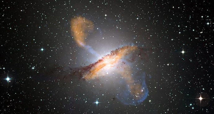 Jets erupting from a supermassive black hole