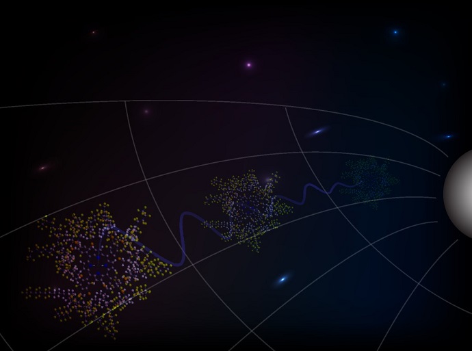 Illustration of a molecule in the presence of gravitational time dilation